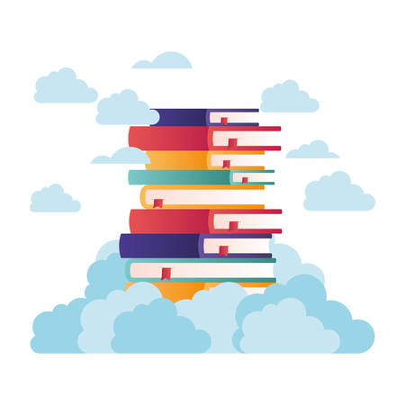 stack of books on top of cloud isolated icon vector illustration designのイラスト素材