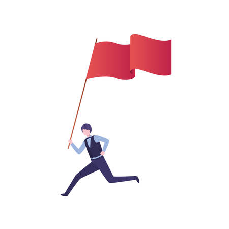 businessman running with flag avatar character vector illustration designのイラスト素材
