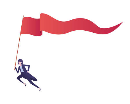 businesswoman running with banner avatar character vector illustration designのイラスト素材