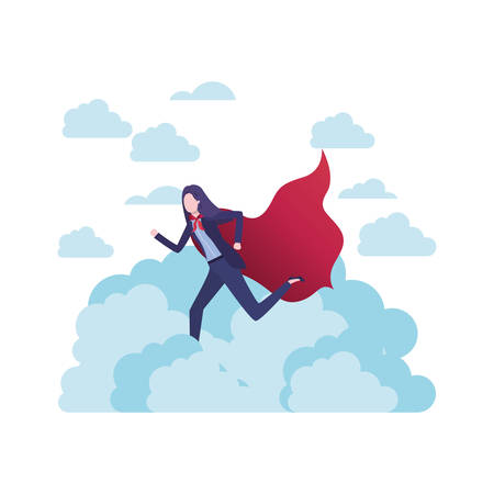 businesswoman with hero coat character vector illustration desingのイラスト素材