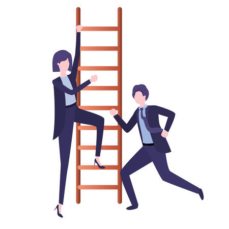 business couple with stair avatar character vector illustration desingのイラスト素材