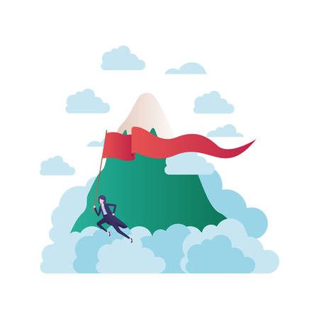 businesswoman with mountain avatar character vector illustration desingのイラスト素材