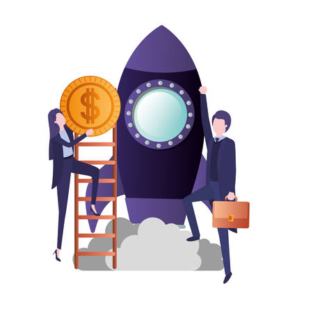 business couple with set icons vector illustration designのイラスト素材
