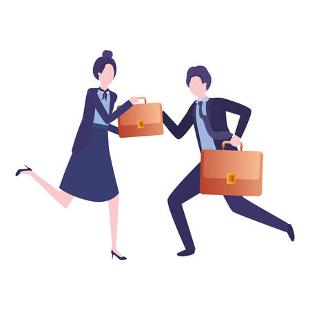 business couple with portfolio avatar character vector illustration desingのイラスト素材