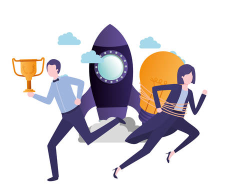 business couple with set icons vector illustration designのイラスト素材