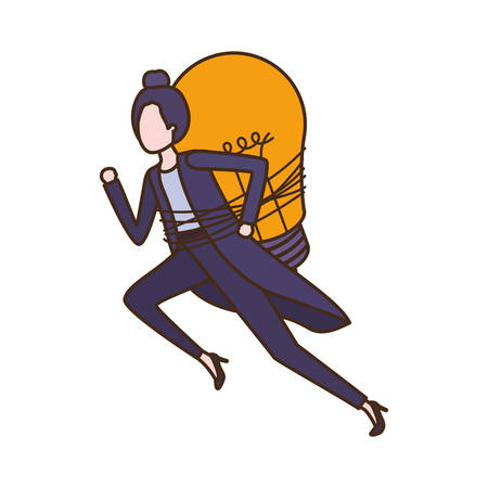 Businesswoman with lightbulb avatar character vector illustration desingのイラスト素材