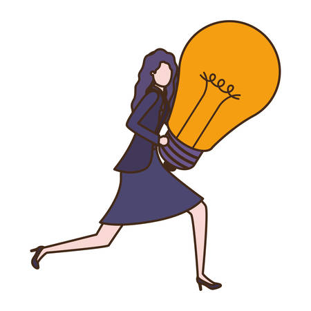 Businesswoman with lightbulb avatar character vector illustration desingのイラスト素材