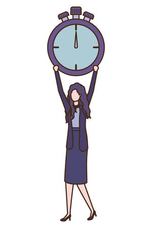 businesswoman with clock avatar character vector illustration desingのイラスト素材