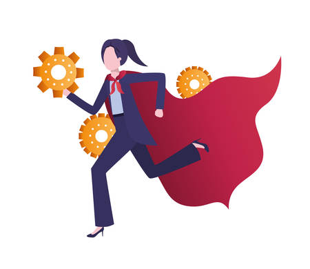 businesswoman with gear avatar character vector illustration desingのイラスト素材