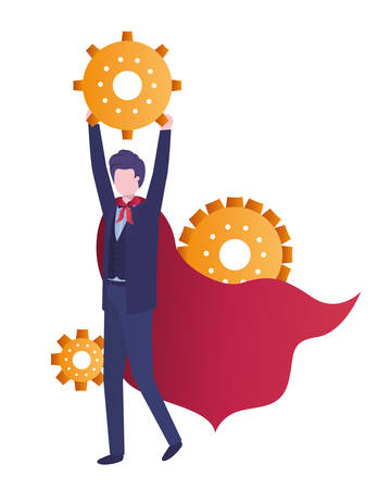 businessman with gear avatar character vector illustration desingのイラスト素材