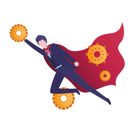 businessman with gear avatar character vector illustration desingのイラスト素材