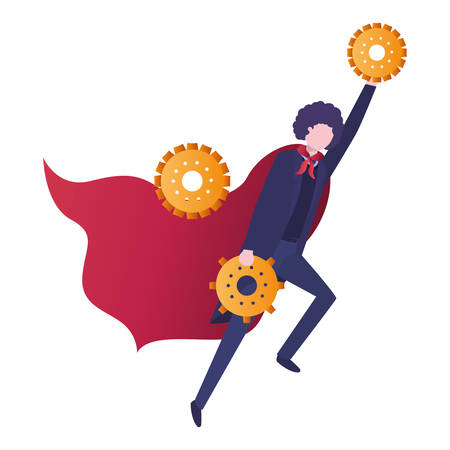 businessman with gear avatar character vector illustration desingのイラスト素材