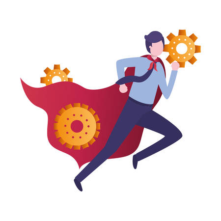 businessman with gear avatar character vector illustration desingのイラスト素材