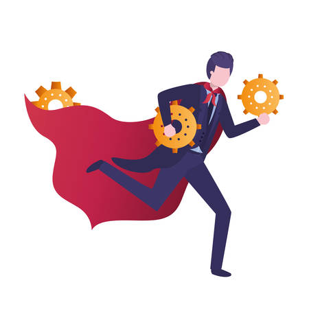 businessman with gear avatar character vector illustration desingのイラスト素材