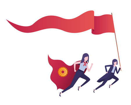 businesswomen with gear avatar character vector illustration desingのイラスト素材