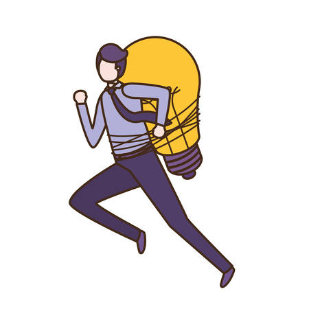 Businessman with lightbulb avatar character vector illustration desingのイラスト素材