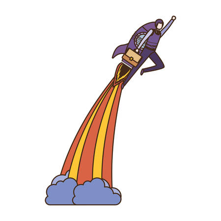 businessman with rocket avatar character vector illustration desingのイラスト素材