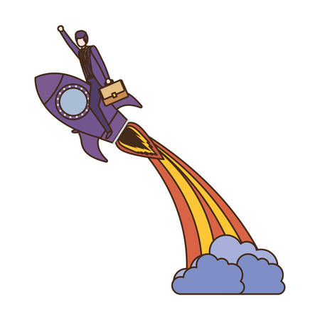 businessman with rocket avatar character vector illustration desingのイラスト素材