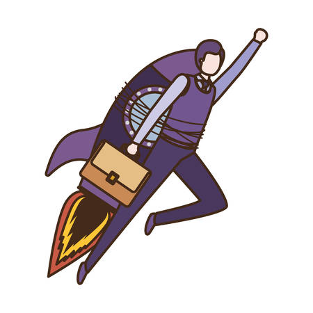 businessman with rocket avatar character vector illustration desingのイラスト素材