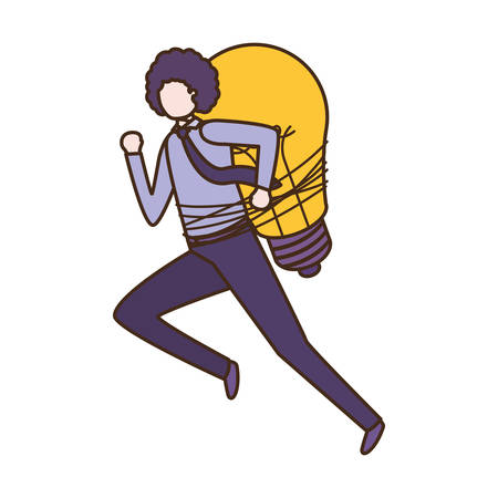Businessman with lightbulb avatar character vector illustration desingのイラスト素材
