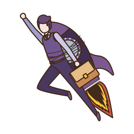 businessman with rocket avatar character vector illustration desingのイラスト素材