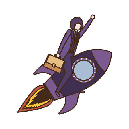 businessman with rocket avatar character vector illustration desingのイラスト素材