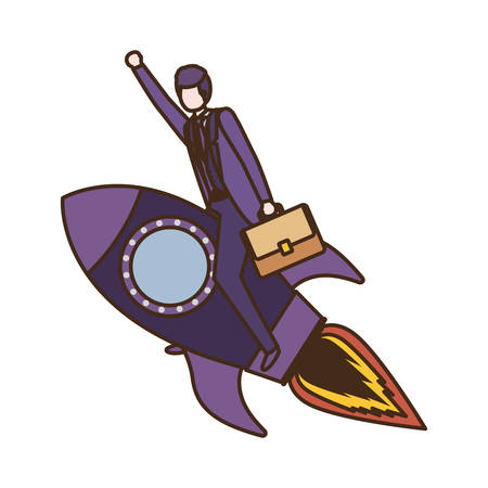 businessman with rocket avatar character vector illustration desingのイラスト素材