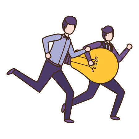 Businessmen with lightbulb avatar character vector illustration desingのイラスト素材