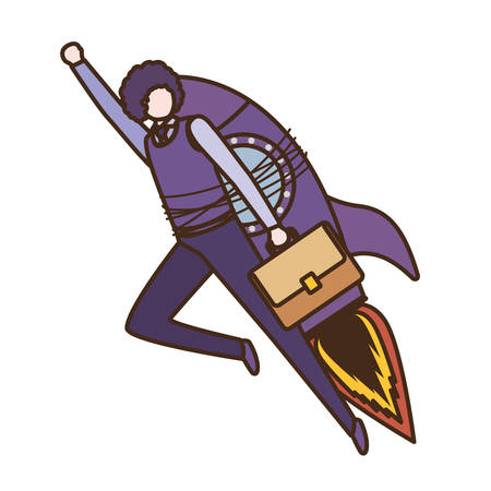 businessman with rocket avatar character vector illustration desingのイラスト素材