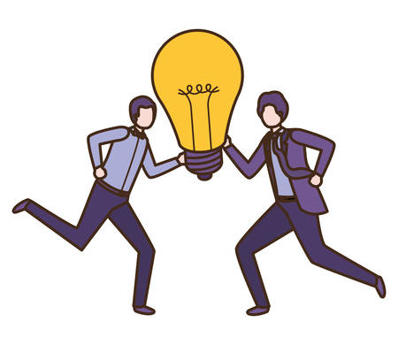 Businessmen with lightbulb avatar character vector illustration desingのイラスト素材