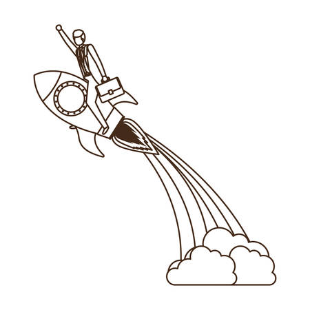 businessman with rocket avatar character vector illustration desingのイラスト素材