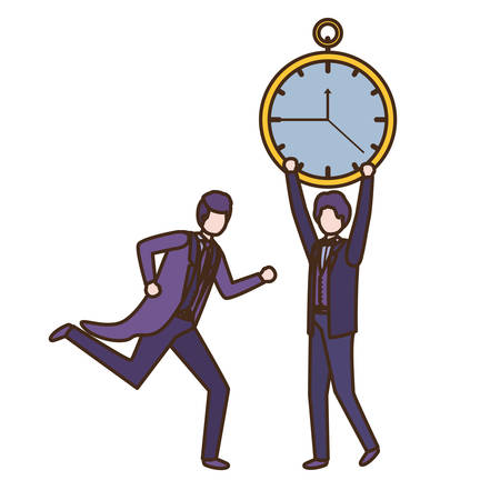 businessmen with clock avatar character vector illustration desingのイラスト素材