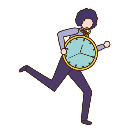 businessman with clock avatar character vector illustration desingのイラスト素材