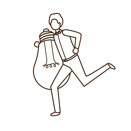 Businessman with lightbulb avatar character vector illustration desingのイラスト素材