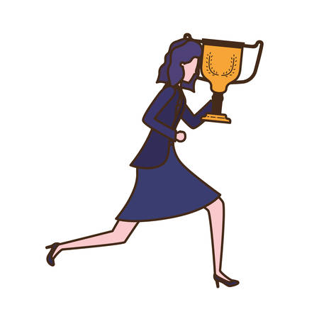 businesswoman with trophy avatar character vector illustration desingのイラスト素材