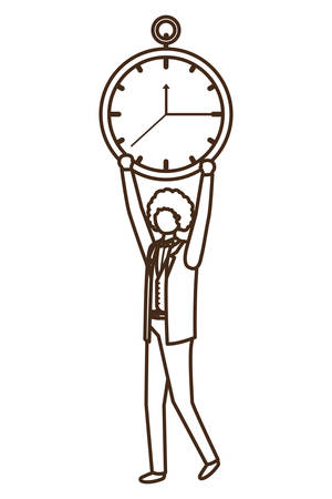 businessman with clock avatar character vector illustration desingのイラスト素材