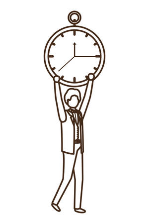 businessman with clock avatar character vector illustration desingのイラスト素材