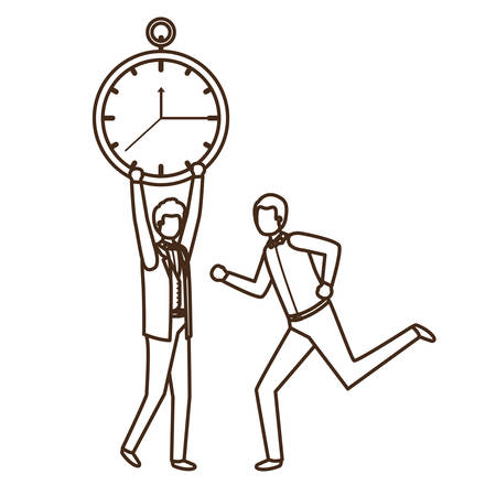 businessmen with clock avatar character vector illustration desingのイラスト素材