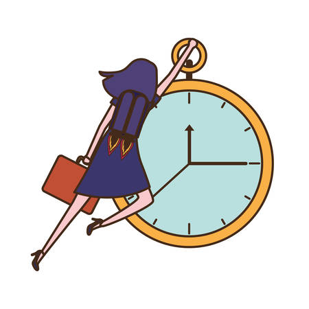businesswoman on rocket and clock avatar character vector illustration desingのイラスト素材