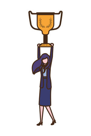 businesswoman with trophy avatar character vector illustration desingのイラスト素材