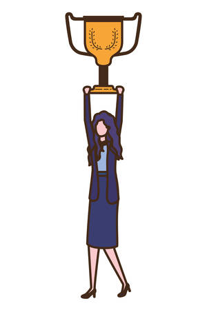 businesswoman with trophy avatar character vector illustration desingのイラスト素材