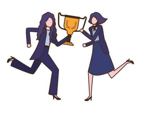 businesswomen with trophy avatar character vector illustration desingのイラスト素材