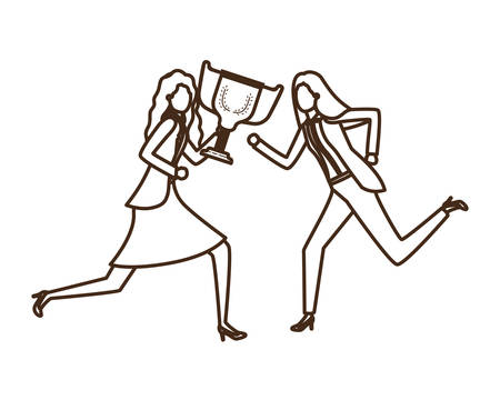 businesswomen with trophy avatar character vector illustration desingのイラスト素材