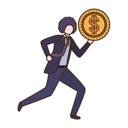 businessman with dollar sign avatar character vector illustration desingのイラスト素材