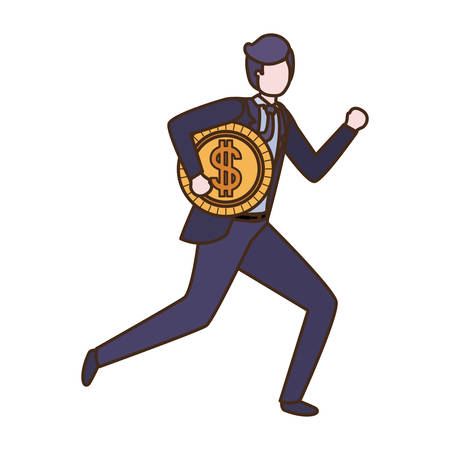 businessman with dollar sign avatar character vector illustration desingのイラスト素材