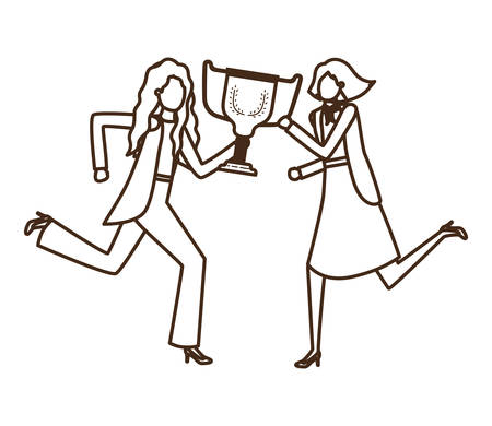 businesswomen with trophy avatar character vector illustration desingのイラスト素材