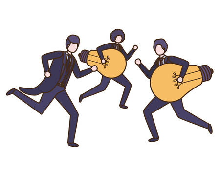 Businessmen with lightbulbs avatar character vector illustration desingのイラスト素材