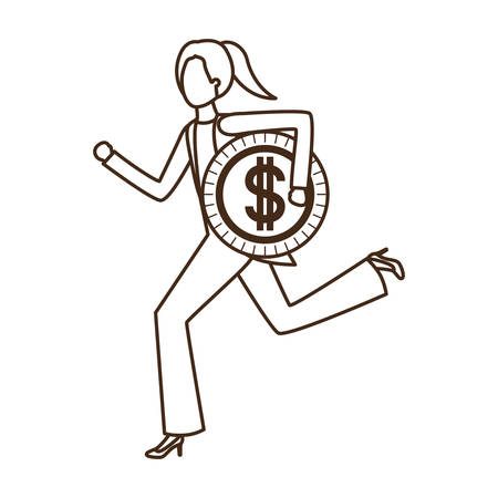 businesswoman with dollar sign avatar character vector illustration desingのイラスト素材