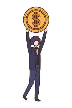 businessman with dollar sign avatar character vector illustration desingのイラスト素材