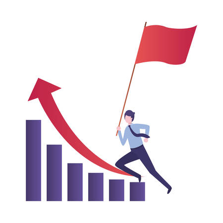 businesswoman running with banner bar graphic vector illustration designのイラスト素材